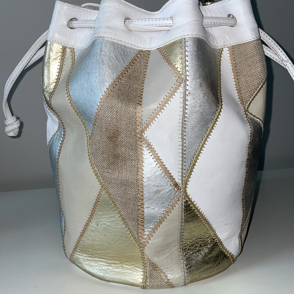 Brizzolari Leather Bucket Mixed Media Bag - Picture 3 of 8